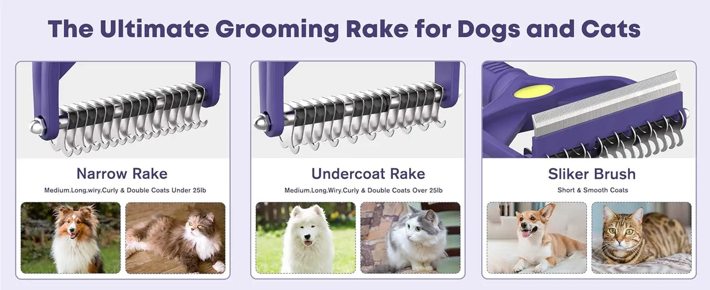 3-in-1 Pet Grooming Brush – Deshedding & Dematting Comb