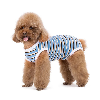 Striped Dog Recovery Suit – Soft Post-Surgery Shirt for Small Dogs