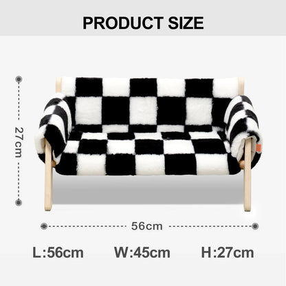 Wooden Cat Sofa Bed – Plush Cushion for Small Pets