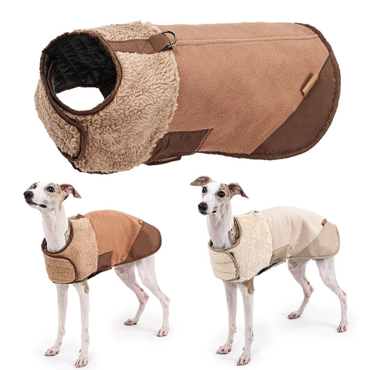 Sherpa Suede Dog Coat - Adjustable Warm Fleece Winter Jacket
