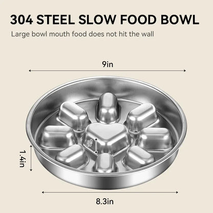 Stainless Steel Slow Feeder Dog Bowl – Non-Slip, Large Capacity