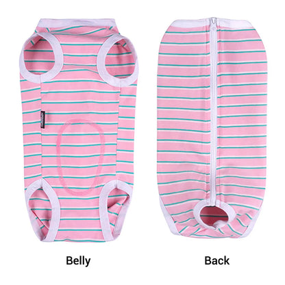 Striped Dog Recovery Suit – Soft Post-Surgery Shirt for Small Dogs