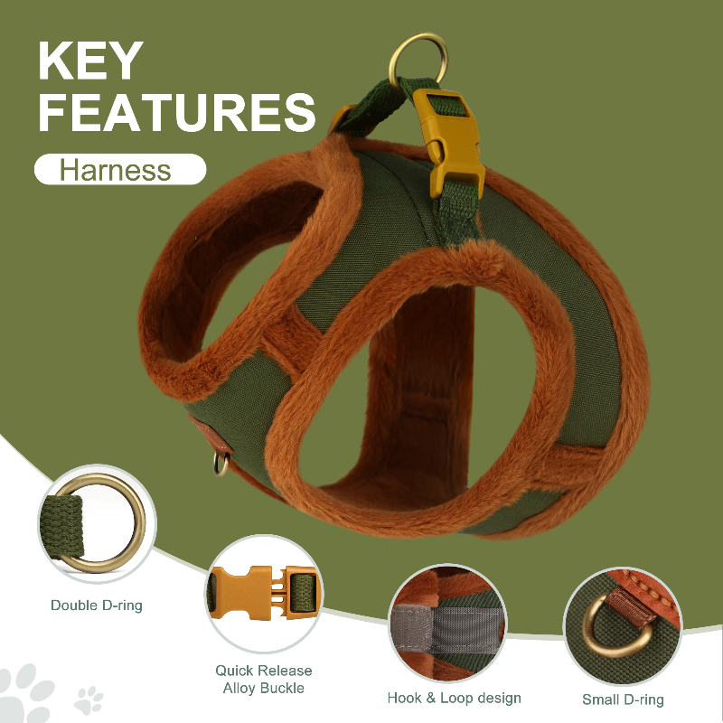 3-Layer Padded Winter Dog Harness & Leash Set