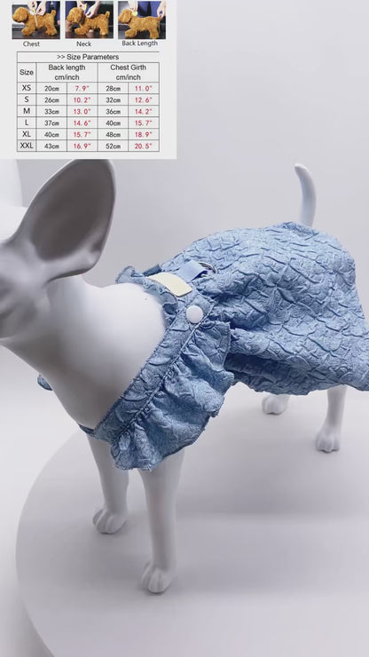 Denim Dog Dress with Leash Ring – Flying Sleeve Outfit