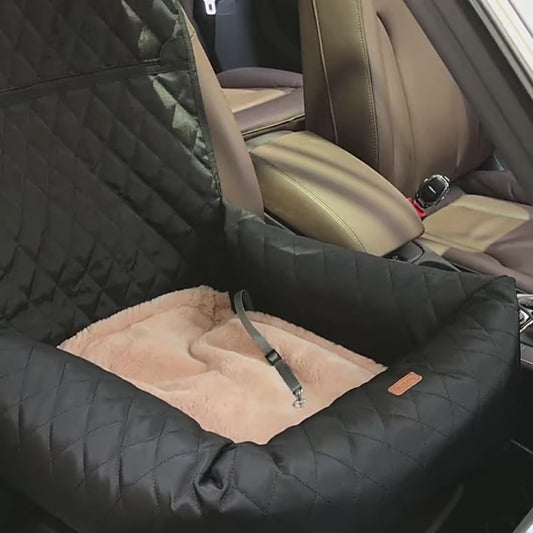 Waterproof Dog Car Seat Booster – Quilted Travel Bed for Small Dogs