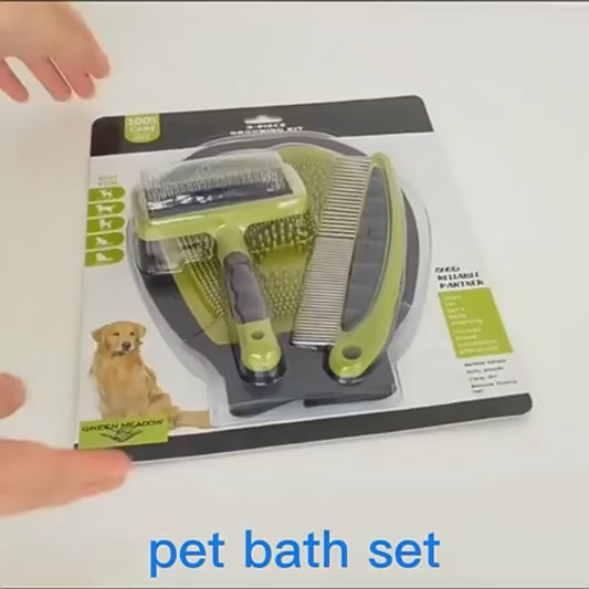 Pet Grooming Glove & Comb Set – Deshedding & Bath Tool Kit